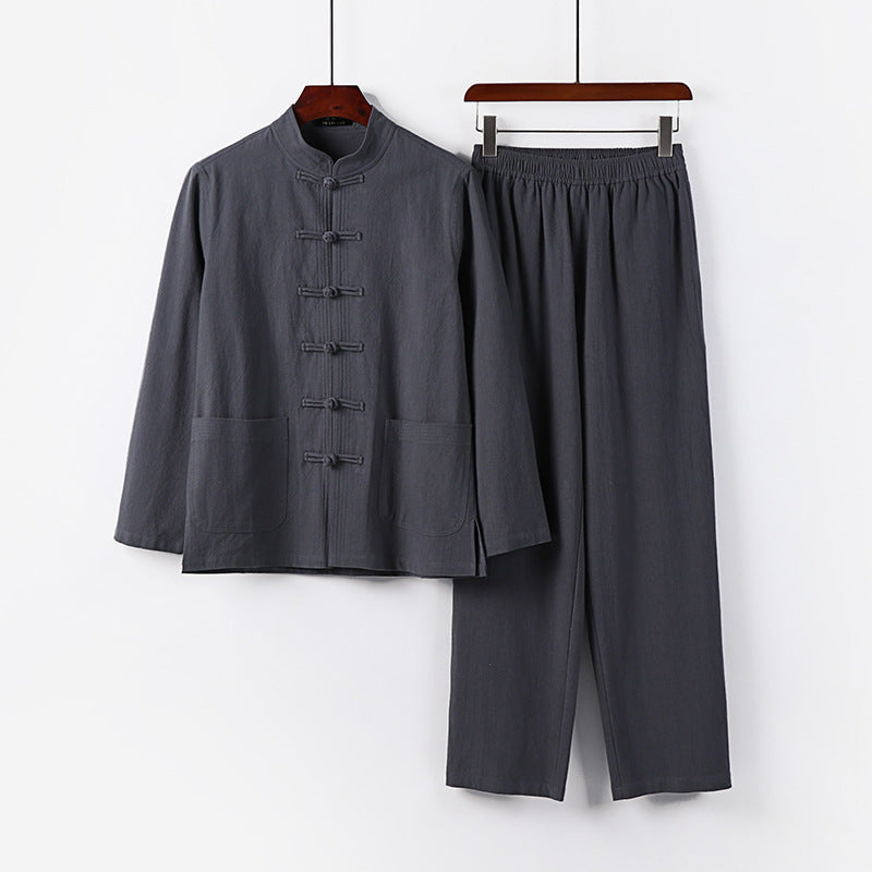 Men's Two-Piece Linen-Cotton Loungewear Set