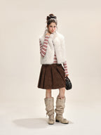 Women's Fluffy Vest with Stand-Up Collar White