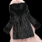 Women's Faux Fur Coat with Elegant Hood and Classic Cut