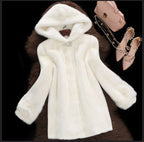Women's Faux Fur Coat with Elegant Hood and Classic Cut