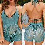 Women's Crochet Beach Cover-Up with Tie Belt and Tassels