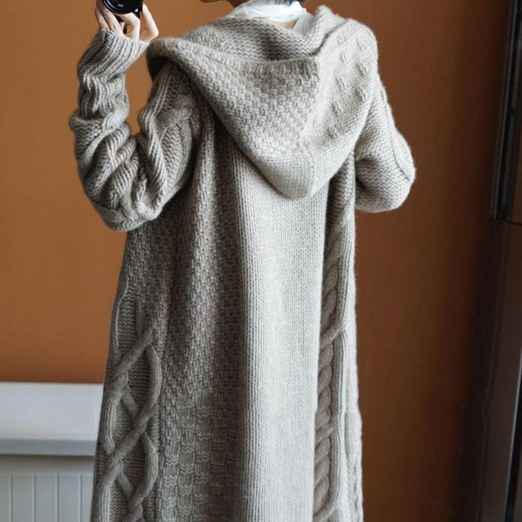 Women's Chunky Knit Cardigan with Hood