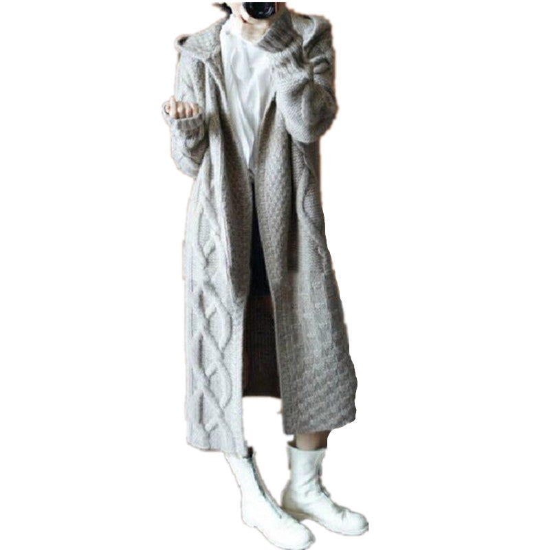 Women's Chunky Knit Cardigan with Hood