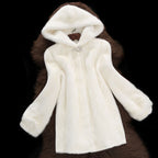 Women's Faux Fur Coat with Elegant Hood and Classic Cut
