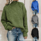 Women's Chunky Knit High-Neck Cable Sweater