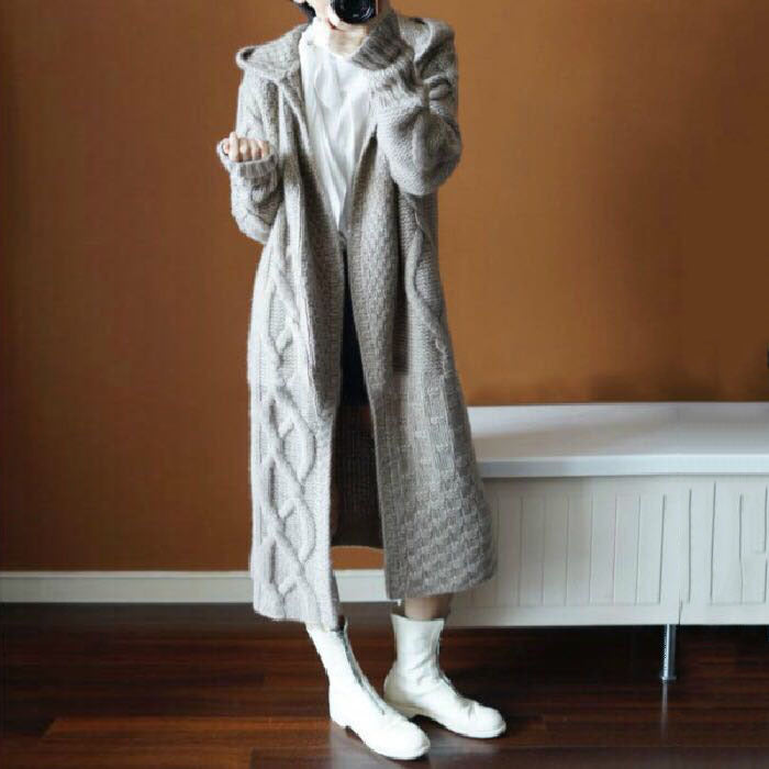 Women's Chunky Knit Cardigan with Hood