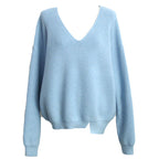 Women's Elegant V-Neck Knit Sweater with Textured Design