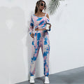 Women's Casual Tie-Dye Lounge Set with Off-Shoulder Crop Top & Jogger Pants