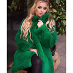 Women's Fluffy Faux Fur Coat with High Collar