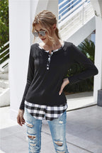 Casual Long-Sleeve Plaid Shirt with Button Details