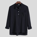 Women's Long-Sleeve Shirt with Modern Stand-Up Collar and Practical Chest Pocket