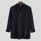 Women's Long-Sleeve Shirt with Modern Stand-Up Collar and Practical Chest Pocket