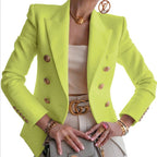 Elegant Double-Breasted Blazer with Gold Buttons