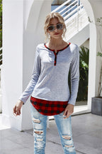 Casual Long-Sleeve Plaid Shirt with Button Details