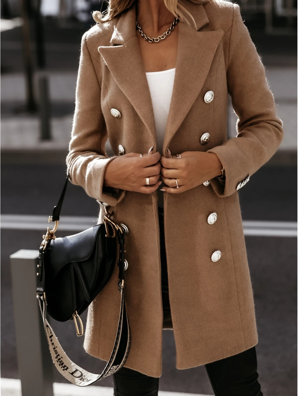 Elegant Double-Breasted Wool Coat