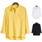 Women's Long-Sleeve Shirt with Modern Stand-Up Collar and Practical Chest Pocket