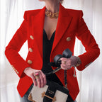 Elegant Double-Breasted Blazer with Gold Buttons