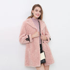 Women's Fluffy Short Coat with Fashionable Collar and Buttons