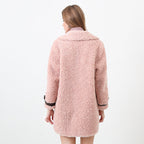 Women's Fluffy Short Coat with Fashionable Collar and Buttons