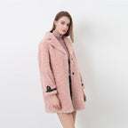 Women's Fluffy Short Coat with Fashionable Collar and Buttons
