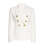 Women's Elegant Double-Breasted Blazer Jacket with Gold Buttons