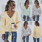Women's V-Neck Blouse with Playful Knot
