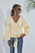 Women's V-Neck Blouse with Playful Knot