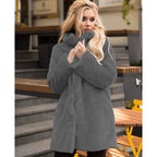 Women's Fluffy Faux Fur Coat with High Collar
