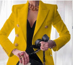 Elegant Double-Breasted Blazer with Gold Buttons
