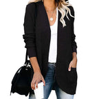 Women's Casual Knit Coat with Pockets and Open Front