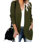 Women's Casual Knit Coat with Pockets and Open Front