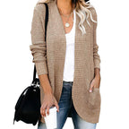 Women's Casual Knit Coat with Pockets and Open Front
