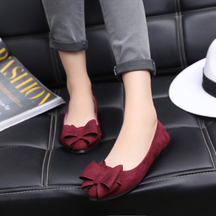 Women's Ballet Flats with Elegant Bow Appliqué