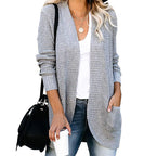 Women's Casual Knit Coat with Pockets and Open Front
