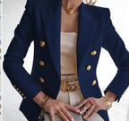 Elegant Double-Breasted Blazer with Gold Buttons