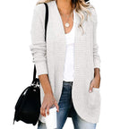 Women's Casual Knit Coat with Pockets and Open Front
