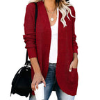 Women's Casual Knit Coat with Pockets and Open Front