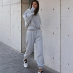 Women's Cozy Cropped Hoodie and High-Waisted Jogger Set