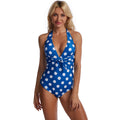 Women's Swimsuit with Fashionable Wrap Design and Playful Polka Dot Pattern