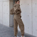 Women's Cozy Cropped Hoodie and High-Waisted Jogger Set