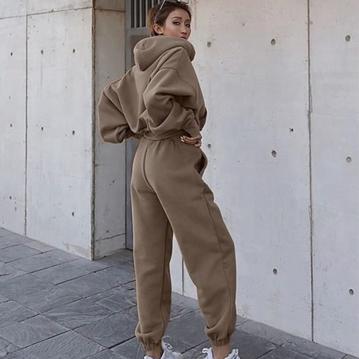 Women's Cozy Cropped Hoodie and High-Waisted Jogger Set