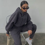 Women's Cozy Cropped Hoodie and High-Waisted Jogger Set
