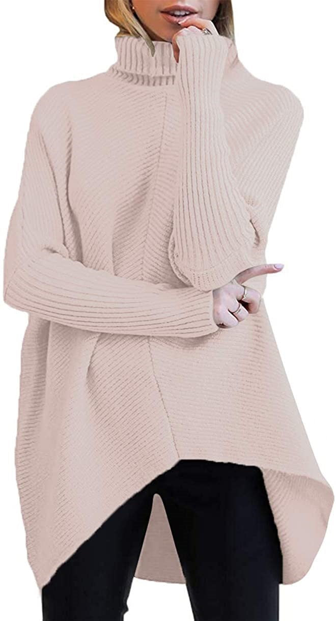 Women's Cozy Turtleneck Sweater with Textured Design and Asymmetric Cut