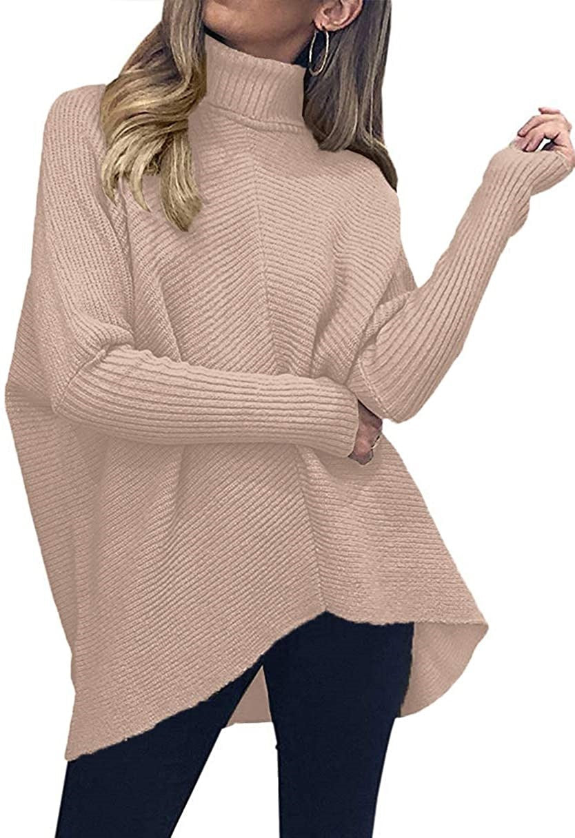 Women's Cozy Turtleneck Sweater with Textured Design and Asymmetric Cut