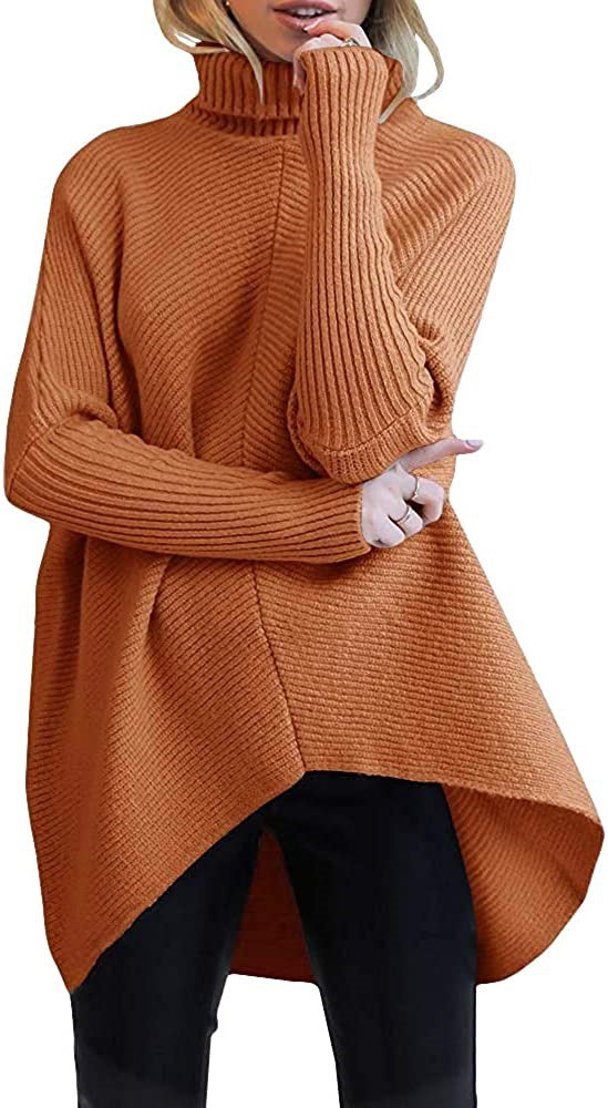 Women's Cozy Turtleneck Sweater with Textured Design and Asymmetric Cut