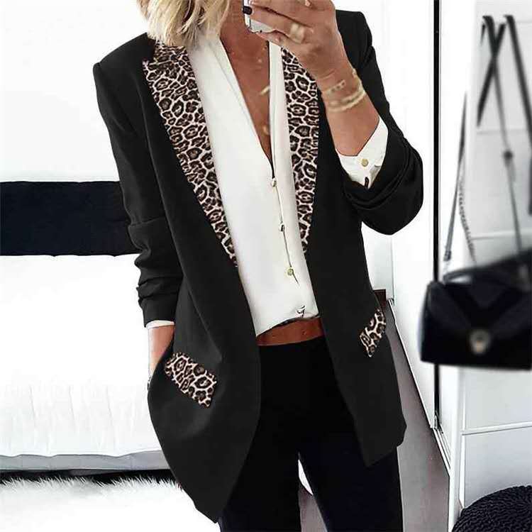 Women's Blazer with Leopard Appliqués