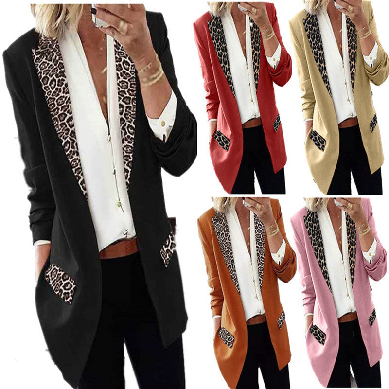 Women's Blazer with Leopard Appliqués
