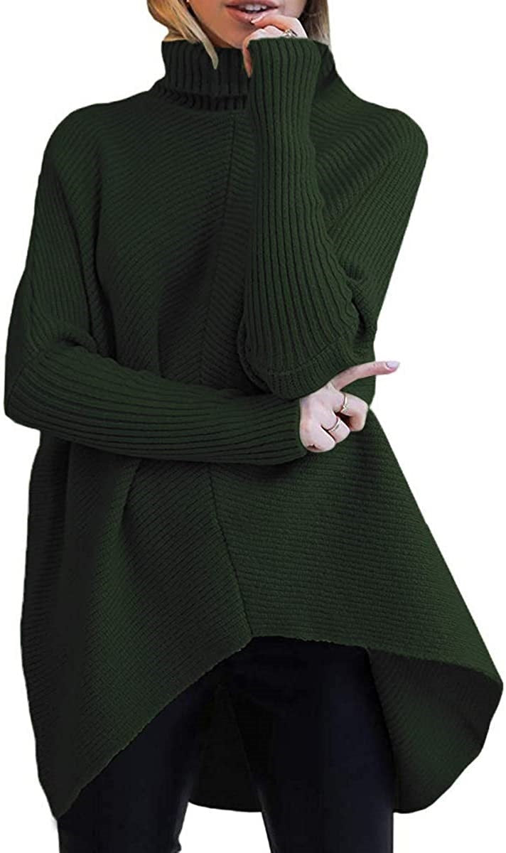 Women's Cozy Turtleneck Sweater with Textured Design and Asymmetric Cut