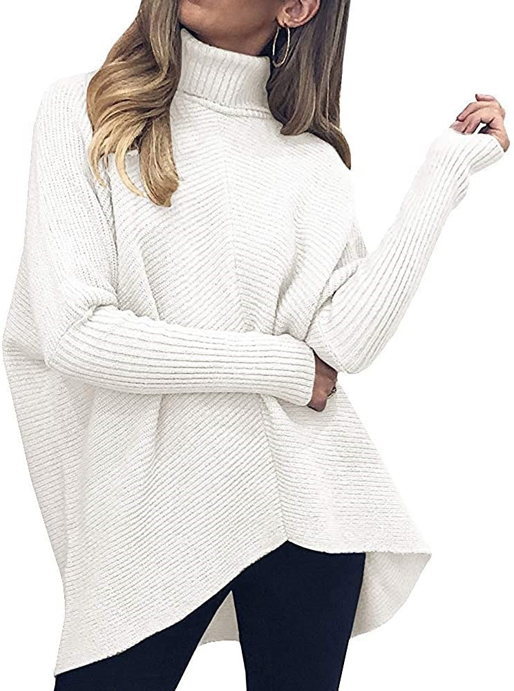 Women's Cozy Turtleneck Sweater with Textured Design and Asymmetric Cut
