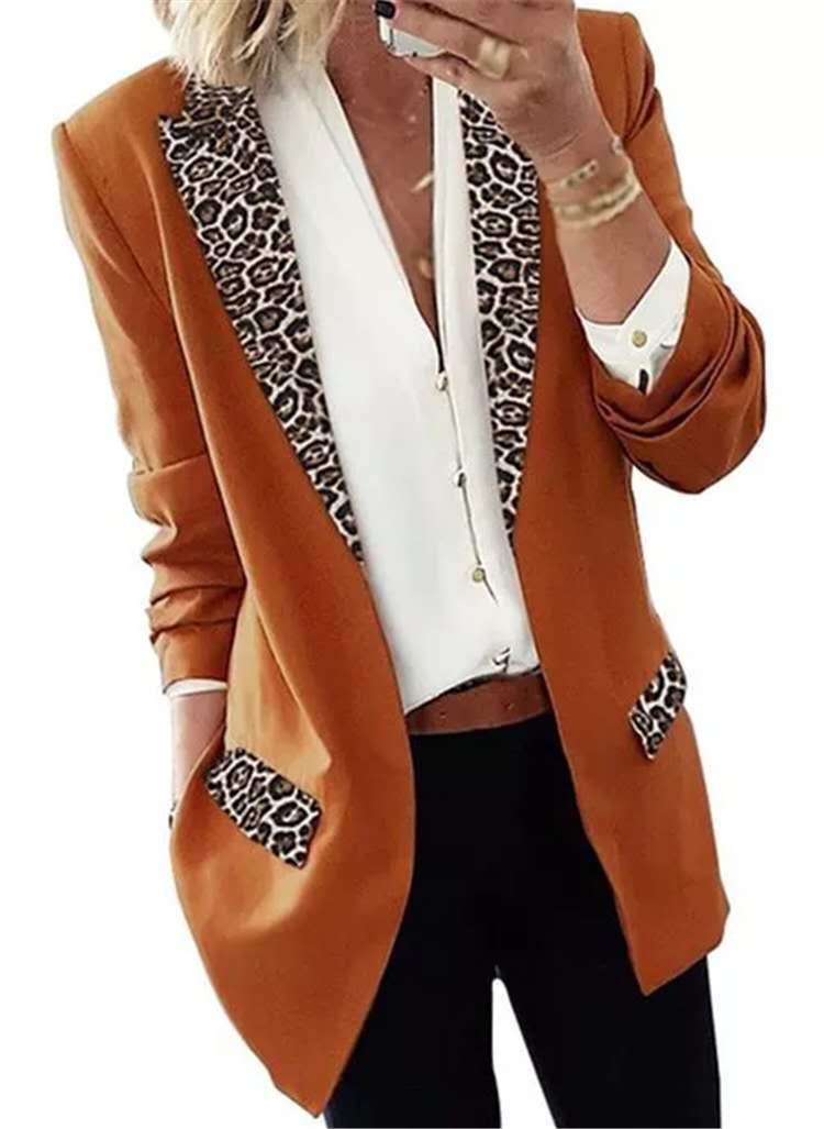 Women's Blazer with Leopard Appliqués
